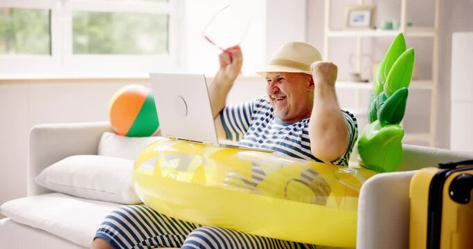 Funny Summer Holiday. Online Working Vacation