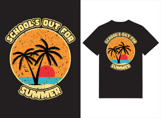 School's Out For Summer Beach Theme T shirt Design Vector