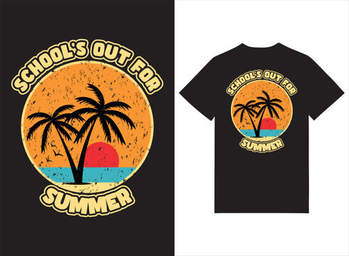 School's Out For Summer Beach Theme T shirt Design Vector