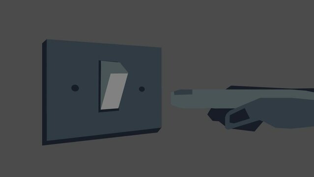 Animation of light switch.  On/ Off switch. Power, Energy, Saving Electrical. Flat footage concept of energy saving. 
