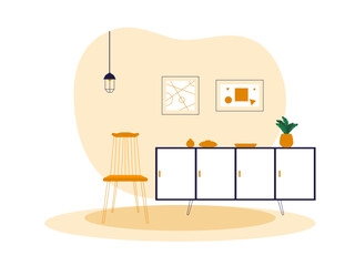 Obraz premium Modern living room interior design. Interior vector illustration