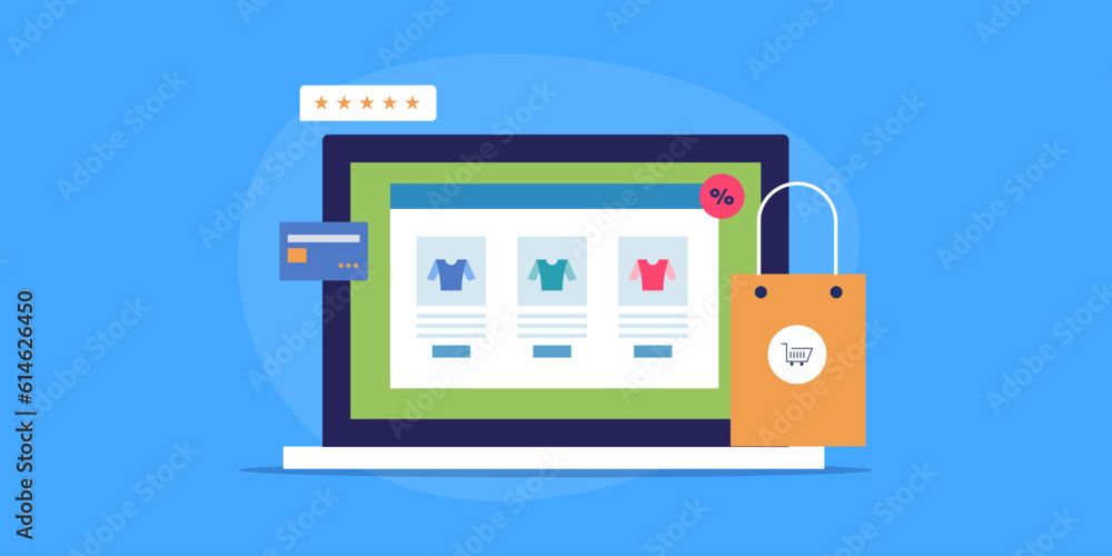 Poster ordering online items from ecommerce website, internet payment transaction using credit card informa