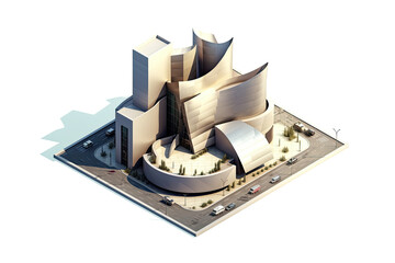 Isometric land mark post modern architecture building illustrator 3d