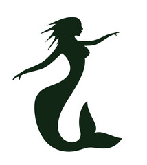 The stylized mermaid silhouette with tail. 
