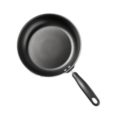 Black fried pan isolated on transparent background. Generative AI.