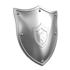 Metal shield in 3d icon style isolated on transparent background. Generative AI.