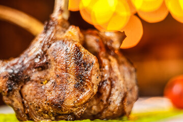 A large roast of succulent meat, crisped to perfection and surrounded by an array of delicious sides. A perfect dish for any occasion!