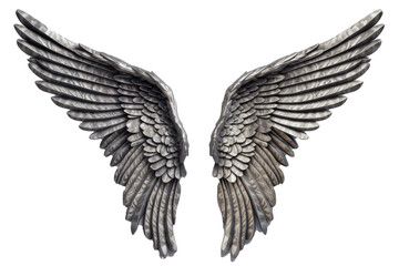 Metal wings isolated on transparent background. Generative AI.