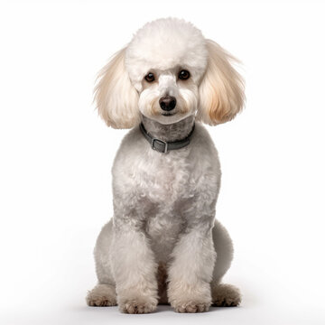 Poodle dog sitting,isolated on a white background, ai generative