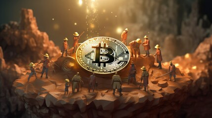 bitcoin mining concept illustration created with generative AI
