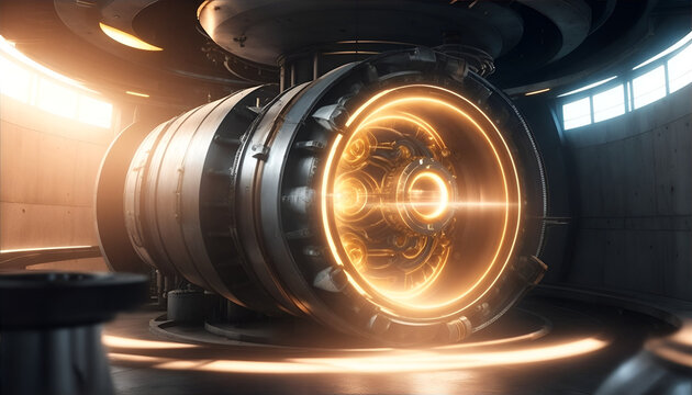 Research energy facility. Test operations of a nuclear fusion generator. Generative AI