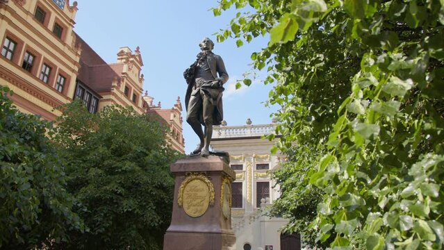Beautiful Leipzig Scenery with Sculpture of Johann Wolfgang von Goethe
