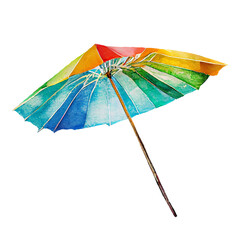 Watercolor umbrella for cocktail decoration in multicolored color. Rainbow decoration for a drink. High quality illustration