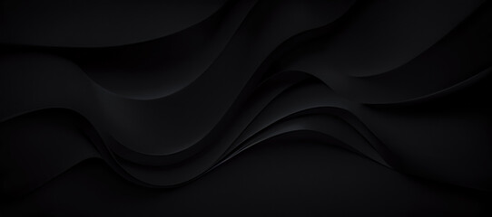 3D Black Wavy Shapes Background