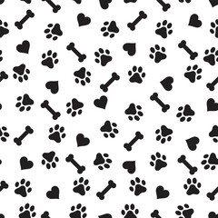 Fototapeta na wymiar Paw Seamless Pattern, Dog Paw, Pet Paw