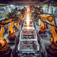 Cutting-edge technology meets production: Robotic automation in the automotive industry.generative ai