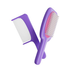 3d Hair Comb. icon isolated on white background. 3d rendering illustration