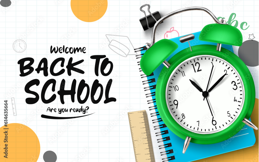 Aufkleber back to school text vector design. welcome back to school in grid paper space for typography with gr
