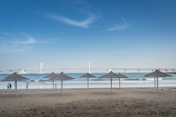 Gwangalli beach landscape view with Gwangan bridge