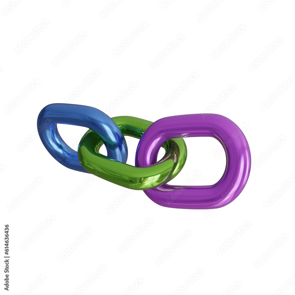 Poster 3d connected chain. icon isolated on white background. 3d rendering illustration