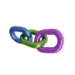 3d Connected Chain. icon isolated on white background. 3d rendering illustration