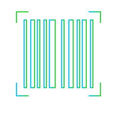 Barcode e-commerce icon with green and blue gradient outline style. unique, market, element, realistic, concept, graphic, coding. Vector Illustration