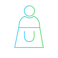 Service e-commerce icon with green and blue gradient outline style. manager, isolated, 24, young, line, employee, laptop. Vector Illustration