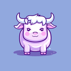 Bull. Cute little cartoon kawaii anime character. Domestic Pet. Wild Animal. Flat vector