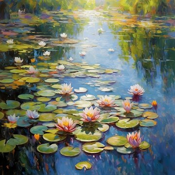 Imagen de un lago con nen&uacute;fares en la naturaleza