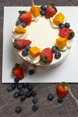 cake with fruits and berries