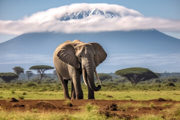 Mount Kilimanjaro With Elephant 