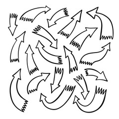 Hand drawn arrows set outline style vector art illustration
