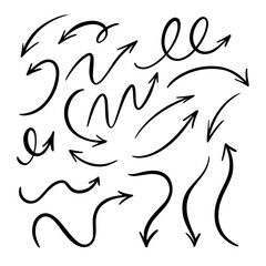 Hand drawn line art arrows set elegant design flat vector illustration