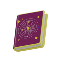 3d Astronomy Book. icon isolated on white background. 3d rendering illustration