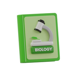 3d Biology Book. icon isolated on white background. 3d rendering illustration