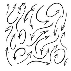 Arrows set line art modern calligraphy signs vector illustration