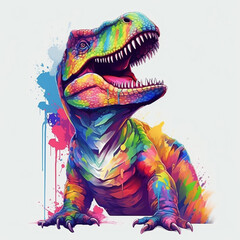 Colorful T-rex dinosaur in pop art style