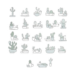 icons set, Generated AI, cute cactus decoration