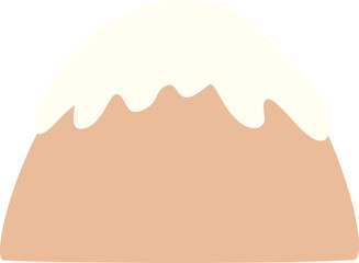 snow covered  brown round mountain flat style