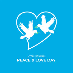 Vector graphic of international peace and love day with pigeon silhouette flying isolated background. flat Peace Day background with dove free vector