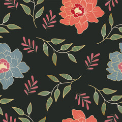 Luxury flower pattern with hand-drawn style seamless exotic floral pattern
