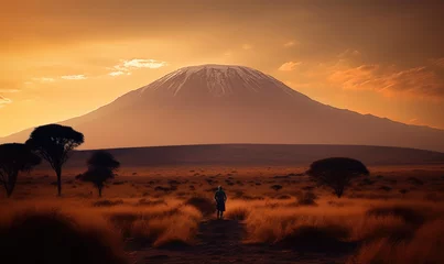 Photo sur Plexiglas Kilimandjaro Sunset at mountain Kilimanjaro Tanzania and Kenya, travel summer holiday vacation idea concept. 