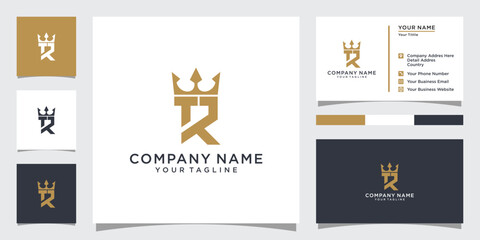 TR or RT initial letter logo design with crown icon vector. - obrazy, fototapety, plakaty