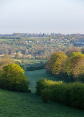 early morning sunlight in spring near dutch village of noorbeek near maastricht