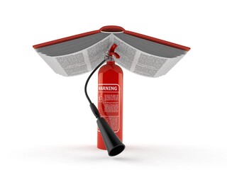 Fire extinguisher under book