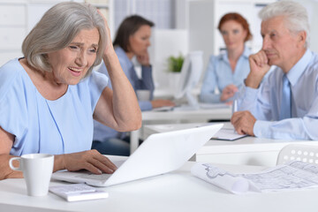 senior business woman working in light office
