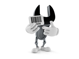 Wrench character holding barcode