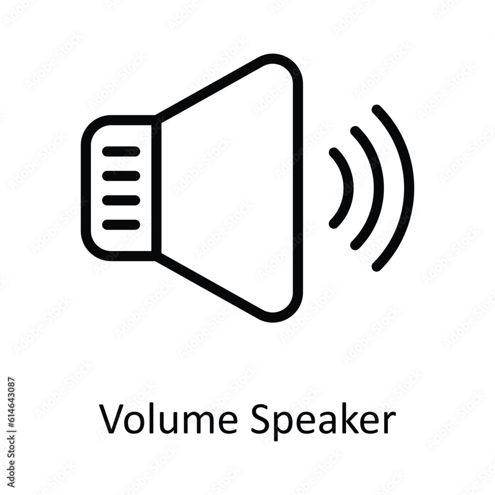 Poster volume speaker vector outline icon design illustration. network and communication symbol on white ba
