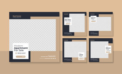 Luxury apartment real estate social media post template