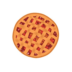 Illustration of fruit pie on white background 